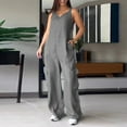thumbnail image 2 of Wyzesi Maternity Jumpsuit Fall Women's Square Neck Ribbed Wide Leg Jumpsuit Sleeveless High Waist Pants Rompers with Pockets 2025 Features, 2 of 7