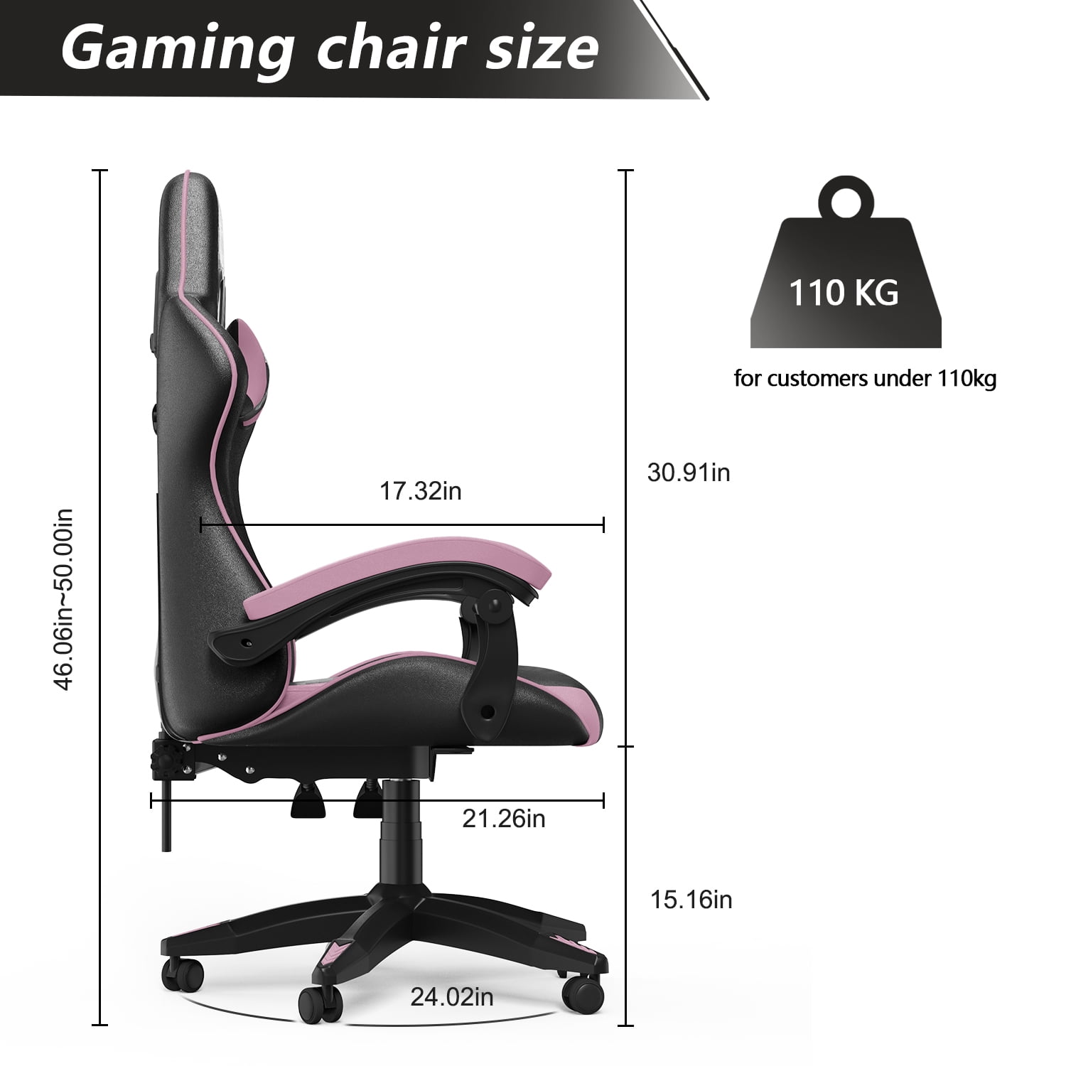 Bigzzia Gaming Chair with Footrest, Computer Chair with Lumbar Support Height Adjustable with 360°-Swivel Seat and Headrest for Office or Gaming(Red)