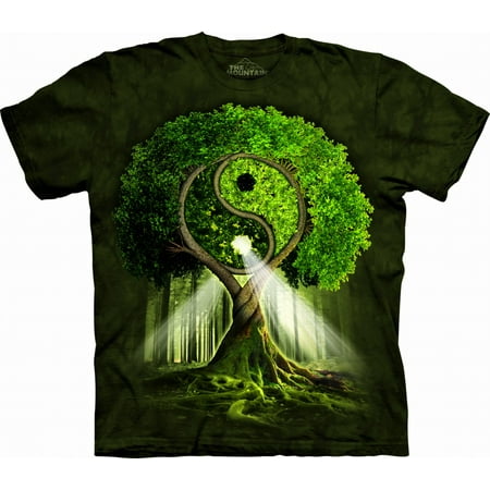 Green 100% Cotton Yin Yang Tree Realistic Graphic