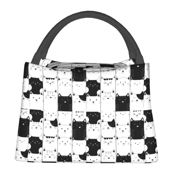 Fotbe Doodle Cute Cat Bolsa Térmica Portátil con Estampado, Bolsa de Entrega de Alimentos Aislada, Bolsa Reutilizable de Gran Capacidad para Comidas y Supermercado