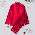 thumbnail image 6 of JAHH Family Matching Holiday Pajamas Dad's Christmas Pajamas for Family Silk Satin Pajamas 2024 Button Down Sleepwear Long Sleeve Comfy Matching Family Pajamas Sets (XL,B-Red), 6 of 9