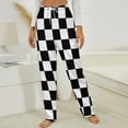 thumbnail image 3 of Chess Board Black Winter Female Pants Flannel High Waist Women Pants Lady Warm Straight Leg Plush Trousers, 3 of 7