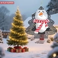 thumbnail image 2 of Metal Hanging Christmas Tree Wind Decorations - Festive Garden Spinners with Concentric Black Lines & Cheerful Snowman Design, 2 of 7