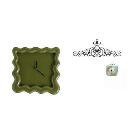 Wall Clock Scroll Wall Art Decor Figurine Ornament Iron Material for Living Room Bedroom Bathroom Study Patio