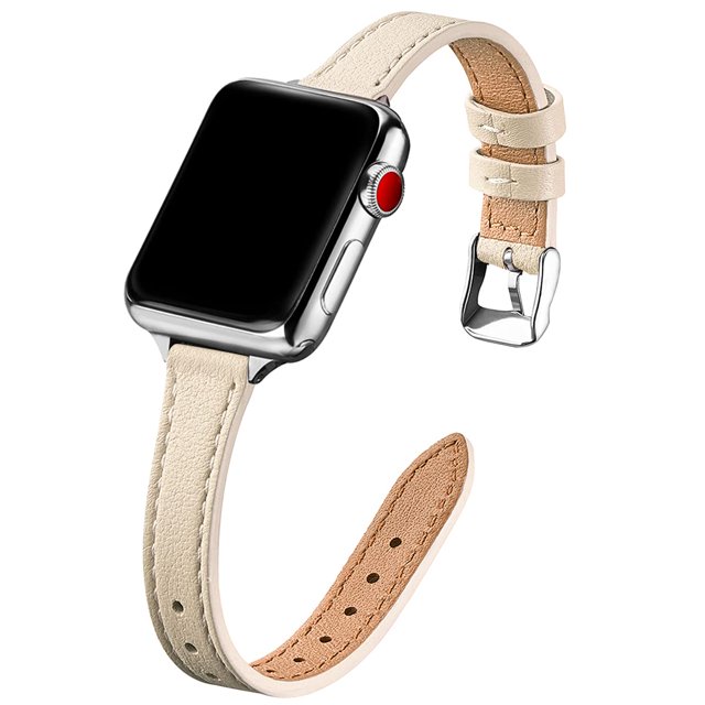 Stiroll Correas De Cuero Delgadas Compatibles Con Apple Watch Band 49 Mm, 46 Mm, 45 Mm, 44 Mm, 42 Mm (Serie 3 2 1) Pulsera Delgada De Cuero De Grano Superior Para Iwatch Ultra Se Series 10/9/8/7/6/5/4