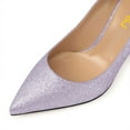 thumbnail image 4 of FSJ Women Chic Pointed Closed Toe Circle High Heel Pumps Slip On Unique Ladies Office Party Evening Dressy Shoes Size 11 Purple, 4 of 5