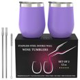 thumbnail image 2 of Stainless Steel Insulated Wine Tumbler - Purple by Chillout Life for Unisex - 2 x 12 oz Tumbler, 2 of 5