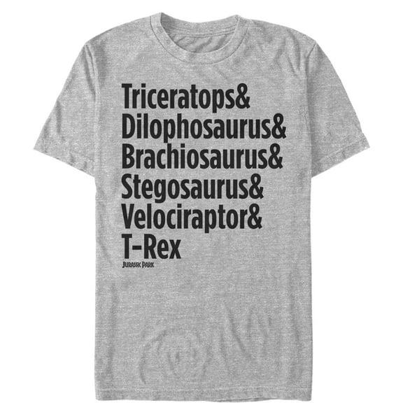 Men's Jurassic Park Triceratops and Dilophosaurus Graphic Tee Athletic Heather Medium