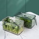 thumbnail image 4 of Caja de almacenamiento para refrigerador, caja organizadora para guardar alimentos con asa, material transparente verde, 4 of 5