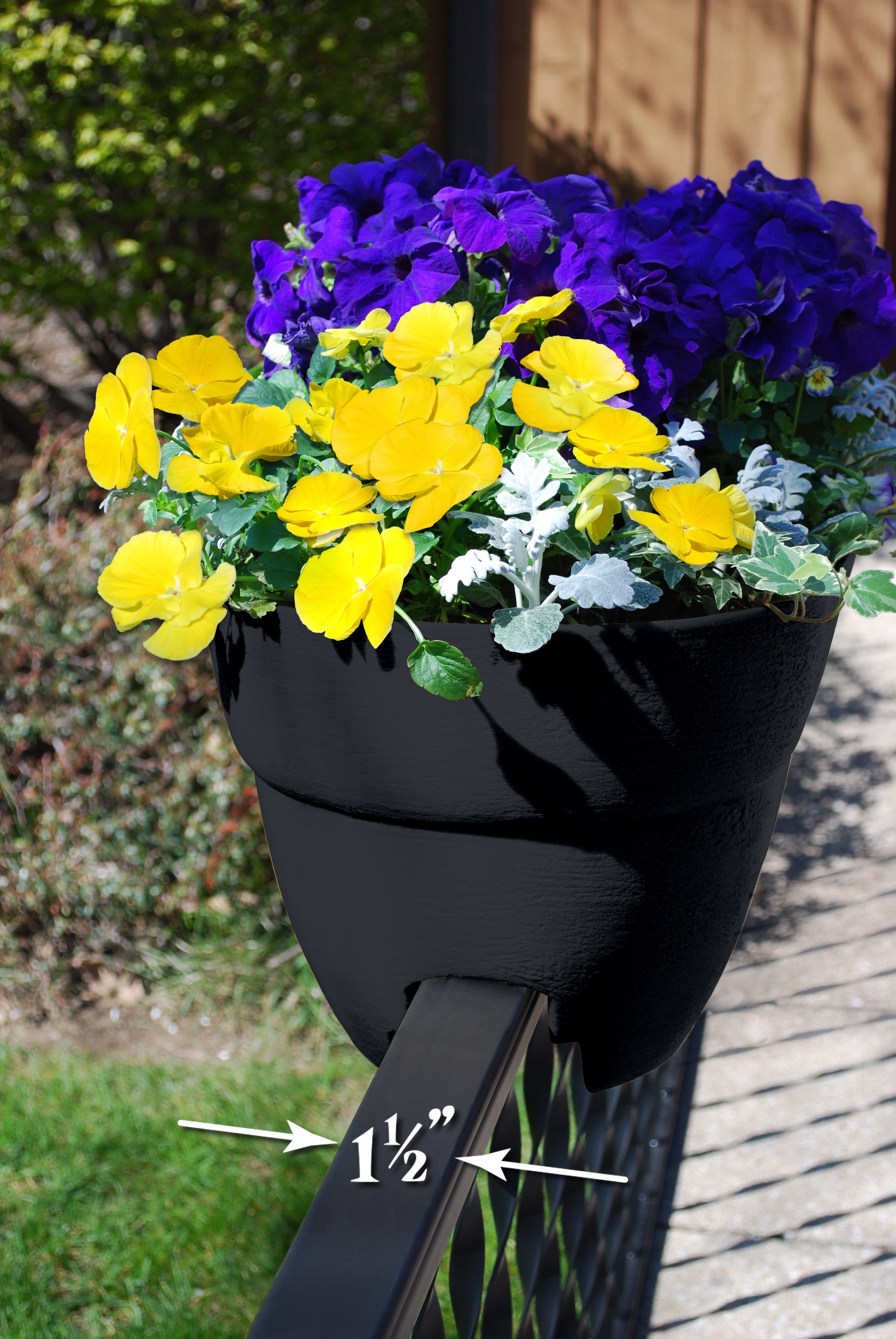 Bloomers Railing Planter with Drainage Holes – 24" Weatherproof Resin Planter – Charcoal