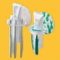 thumbnail image 2 of Soporte para cepillo de dientes sin perforaciones para inodoro, estante de almacenamiento de cepillos de dientes poroso para niños, soporte creativo para pasta de dientes montado en la pared para baño, 2 of 5