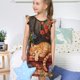 thumbnail image 4 of Balery Sleeping Cat Flowers Camisón de princesa para niñas, pijama de algodón con mangas abullonadas, suave y bonito.-Medium, 4 of 6