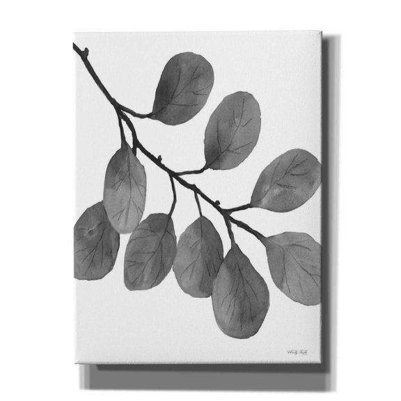 Epic Graffiti 'Leaves in Gray I' by Cindy Jacobs, Canvas Wall Art, 12"x16"