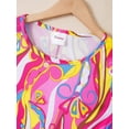 thumbnail image 6 of Aislor Girls 70s Disco Diva Costume Bell Sleeve Vintage Print Hippie Dance Dress with Headband and Belt 4-12 A Dark Colorful 7-9, 6 of 7