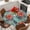 Red Teal, variant on Red Boho Floral Round Tablecloth, Fitted Table Cover with Elastic for 45"-54" Round Tables, Vintage Southwestern Ethnic Tribe Botanical Table Cloth Outdoor Indoor Dinning Party Waterproof Tablecloths