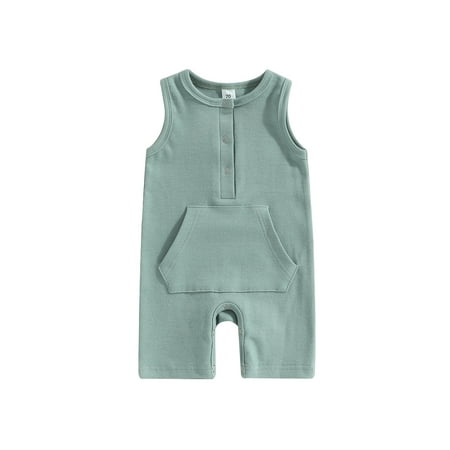 

Newborn Baby Boy Girl Solid Romper Unisex Infant Knit Ribbed Sleeveless Jumpsuit Bodysuit Summer Clothes Outfits