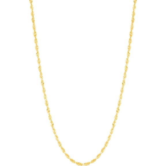 Floreo 10k Yellow Gold 2.3mm Solid Spiral Rope Multi Diamond Cut Chain Necklace