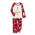 thumbnail image 5 of Elippeo Christmas Family Pajamas Matching Set Cartoon Letter Print Raglan Sleeve Tops and Elastic Plaid Pants Loungewear, 5 of 10