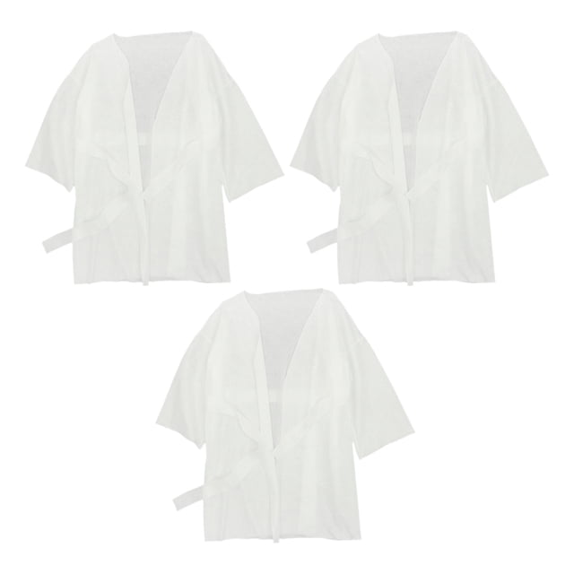 RENACLIPY 3pcs Disposable Bathrobes For Salon Spa Comfortable Gown For Guests Versatile Robes Breathable For Sauna Use