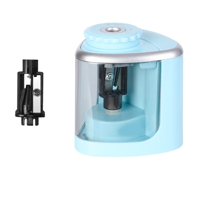 Electric Pencil Sharpener Semi Automatic Battery Powered Easy Operation Pen Sharpener for Kids Student Blue