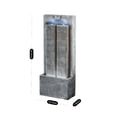 thumbnail image 3 of Morufur 39“ Outdoor Water Fountain with Pump, Modern Cascading Freestanding Wall Fountain with Warm LED Lights for Patio Porch Law, Gray, 3 of 8