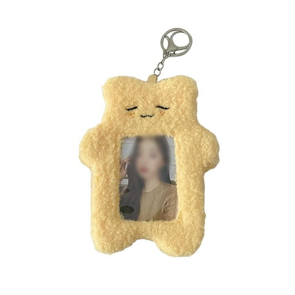 Cute Photocard Holder With Keychain Cartoon Cat Rabbit Photo Sleeve ID Bank Card Bus Protective Photo Sleeves Protector