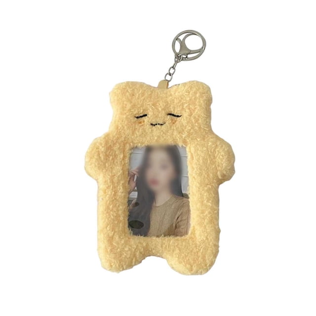 Cute Photocard Holder With Keychain Cartoon Cat Rabbit Photo Sleeve ID Bank Card Bus Protective Photo Sleeves Protector