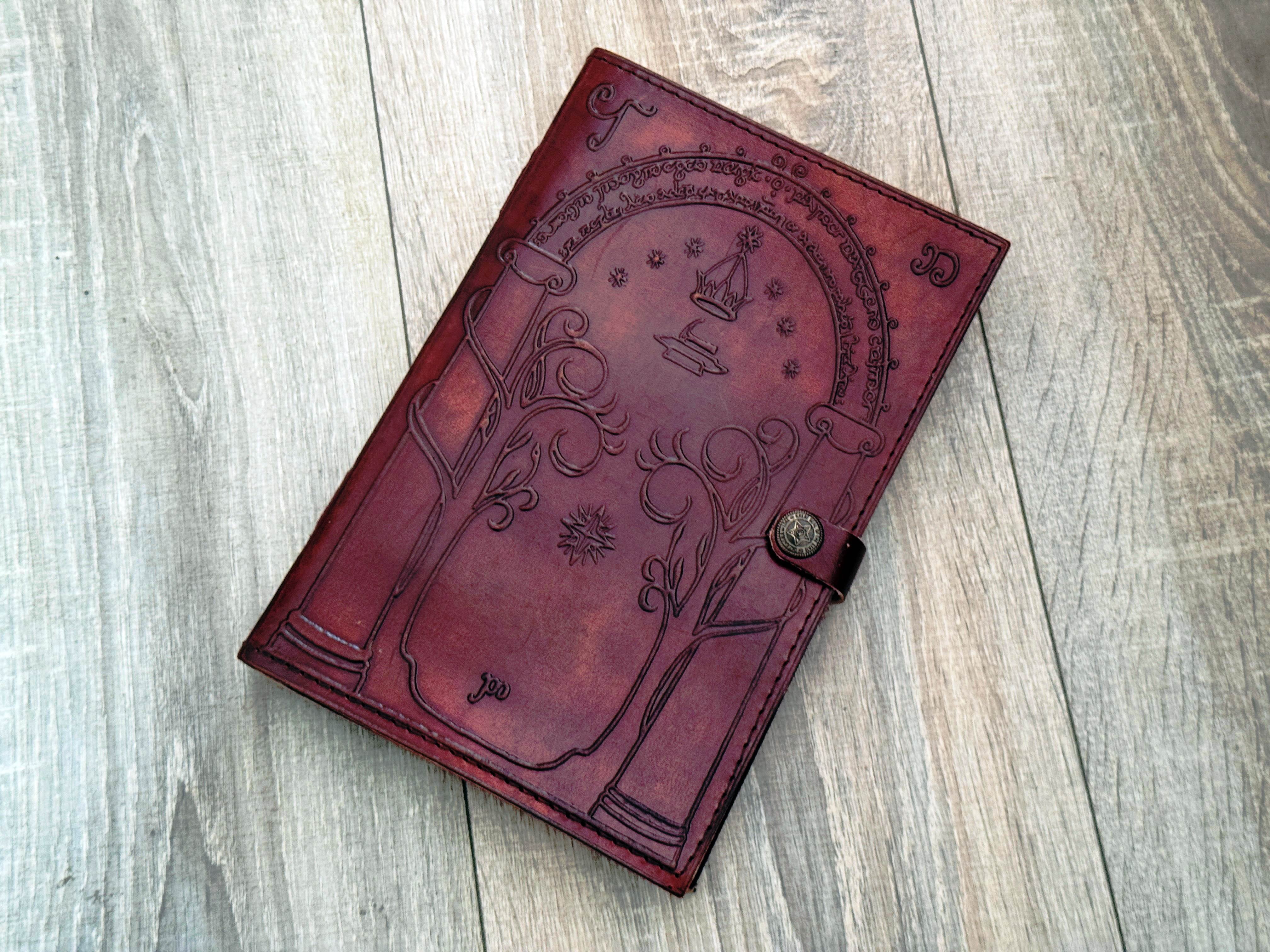 Quirky Craft Doors of Durin Embossed Brown Leather Bound Journal - 9 x 6 Size 200 Pages Writing Diary for Men & Women Book of Shadow