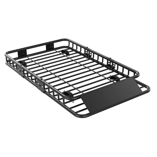 QinaQin Canastilla universal para techo de 64 x 39 pulgadas, capacidad de 200 lb, con extensión, diseño antirruido y abrazaderas de instalación rápida para auto, SUV o camioneta