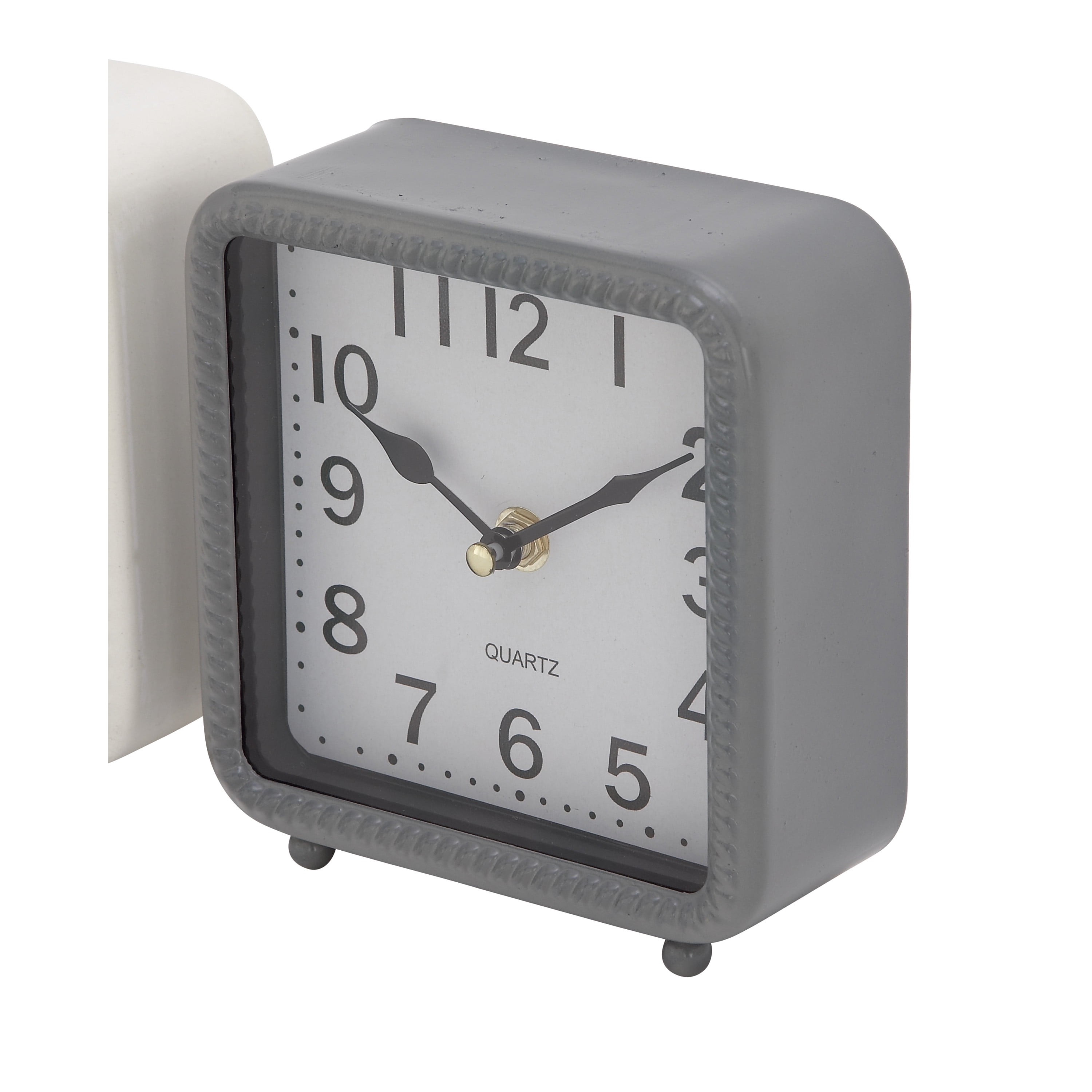DecMode 6" White Metal Clock, Set of 3