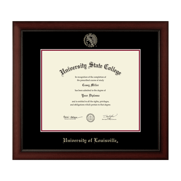 Framerly - Uofl Diploma Frame with Black and Crimson Mat