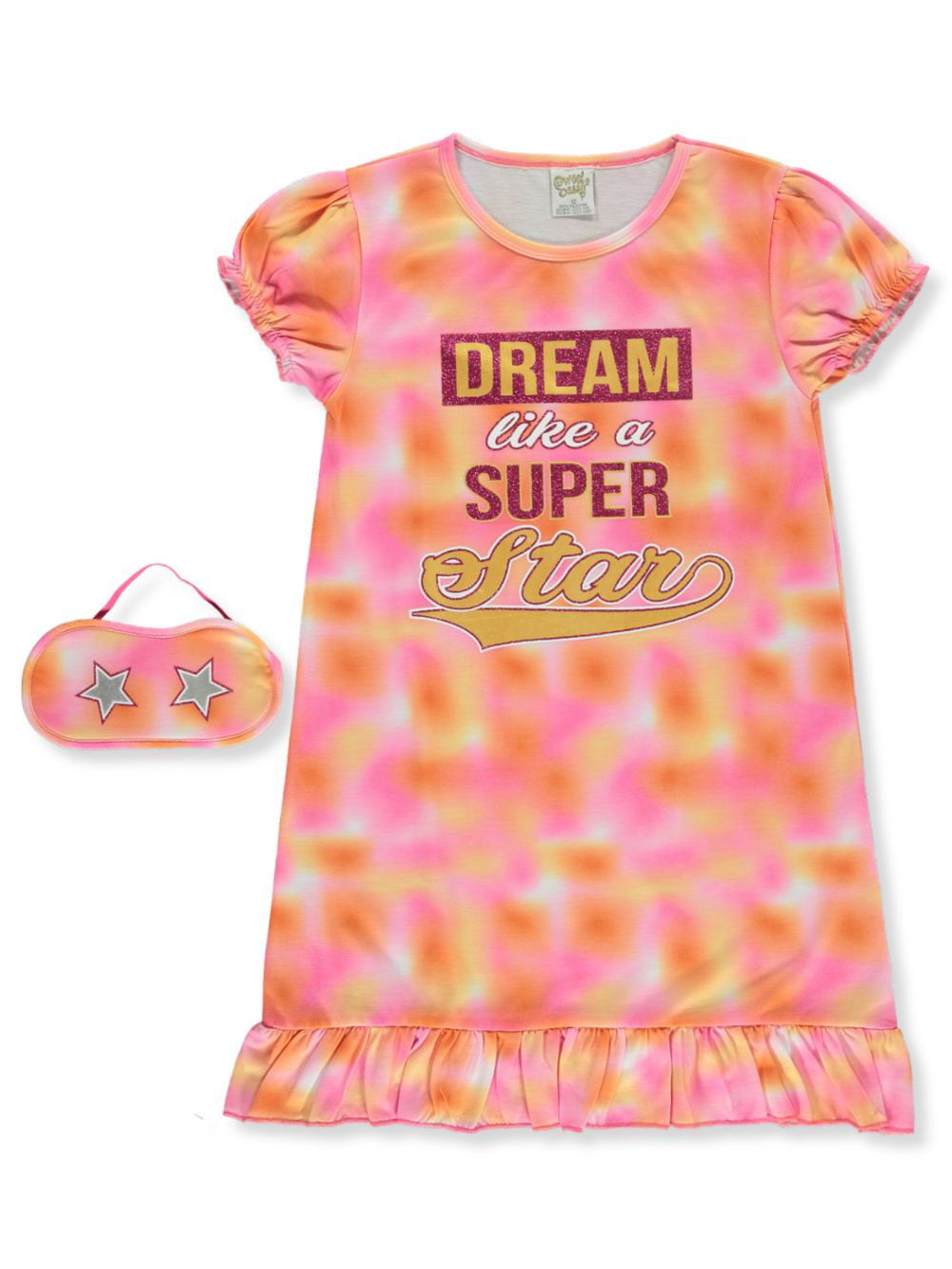 4 Piece Short Sleeve Nightgown with Eye Masks Sweet & Sassy Girls’ Nightgowns 