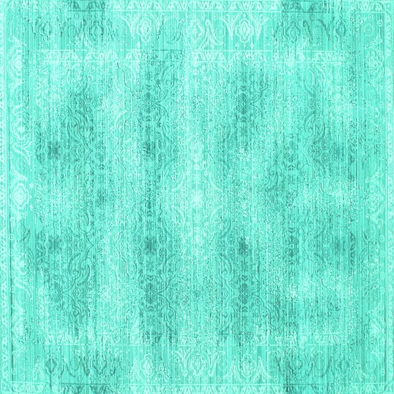 Ahgly Company Indoor Square Persian Turquoise Blue Traditional Area Rugs, 5' Square