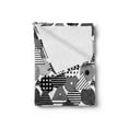 thumbnail image 2 of Geometric Soft Flannel Fleece Throw Blanket, Repetitive Abstract Circles Triangles in Monochrome Tone Illustration, Cozy Plush for Indoor and Outdoor Use, 70" x 90", Charcoal Grey White, by Ambesonne, 2 of 5