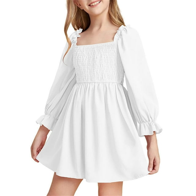 Jupe d'Été pour Fille Nouvelle Jupe à Manches Longues Jupe à Volants Taille Haute Robe pour Filles