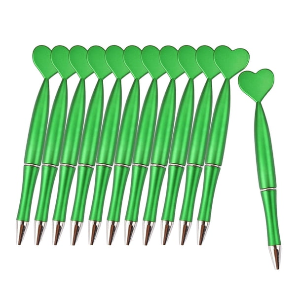 12 bolígrafos con forma de corazón para San Valentín, bonitos bolígrafos creativos para escribir. Verde