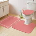thumbnail image 2 of Pure Coral Red Bath Mat 3 Piece Bathroom Rug Set, Simple Solid Color Non Slip Bath Rug Contour Mat and Toilet Lid Cover, Absorbent Shower Mats Soft Bath Rugs and Mats Sets, 2 of 8