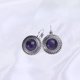thumbnail image 5 of Pendientes de botón para mujer, estilo bohemio, exagerados, con hebilla francesa, estilo ojo de gato, joyería vintage (morado), 5 of 7