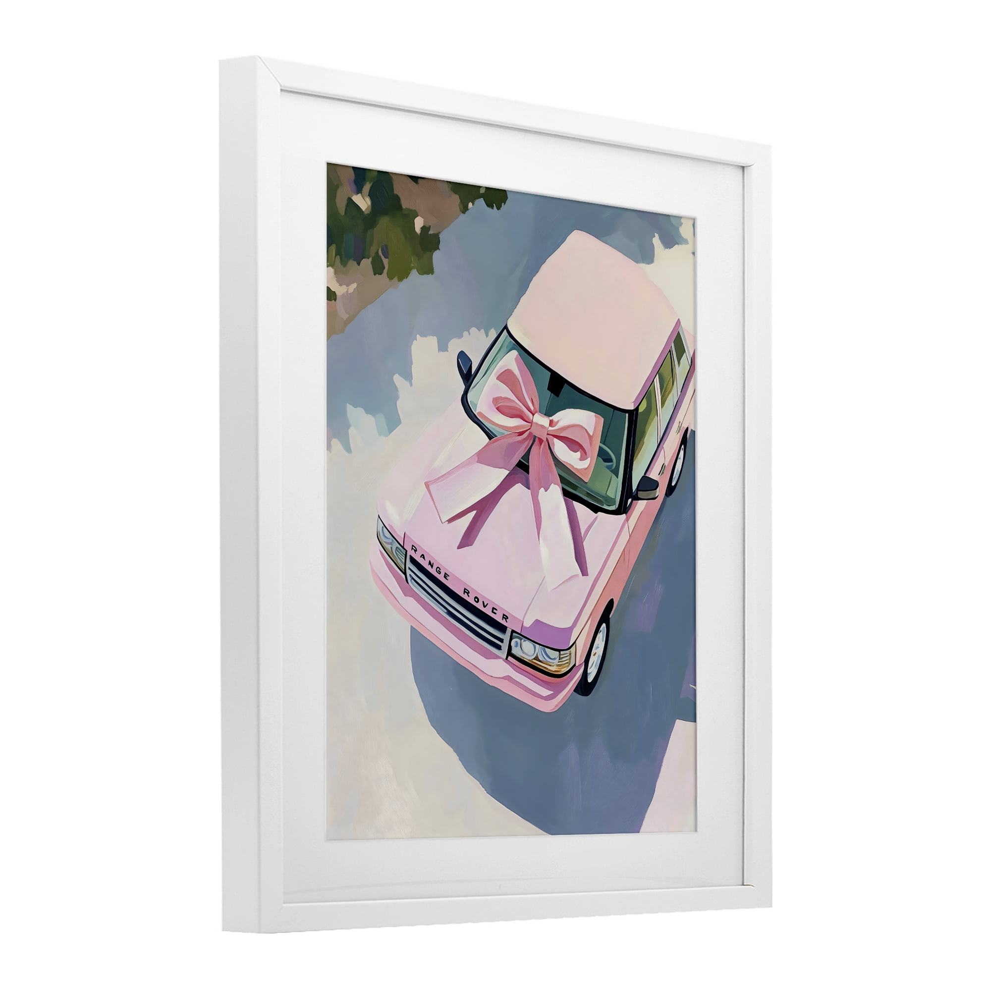 Stupell Industries Pink Luxury Rover with Ribbon White Framed Print Under Glass, design by The Prints Vibe
