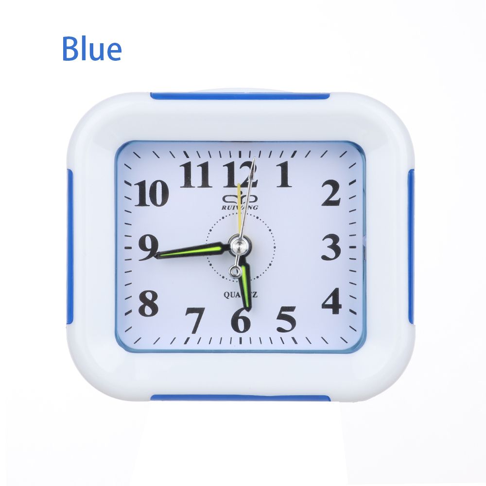 Fashion No Tick Quiet Battery Operated Bedside Clocks Number Clock Alarm Clock Home Decor BLUE