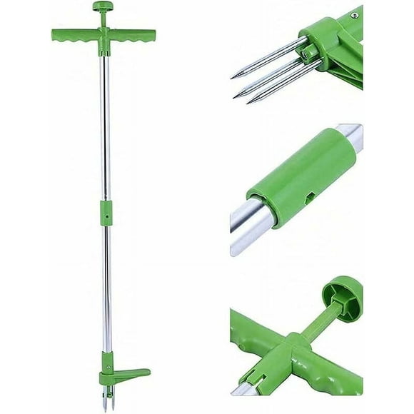 Outil Efficace de Contrôle des Mauvaises Herbes, Outil Manuel de Désherbage à Main avec 3 Griffes en Acier Inoxydable, Enlève-Racines sur Pied pour un Jardinage Sans Tracas, Extracteur de Mauvaises Herbes à Long Manche pour un Entretien Confortable de la Cour