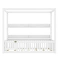 thumbnail image 5 of Newest Canopy Montessori Kids Floor Bed Twin Size with Guardrails and Shelves, Solid Wood Whimsical Design, White, 5 of 10
