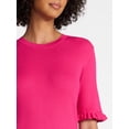 thumbnail image 5 of Time and Tru Women's Ribbed Sweater with Flounce Sleeves, Midweight, Sizes XS-XXXL, 5 of 6