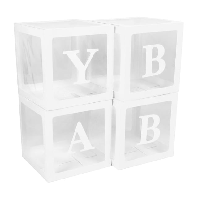 Baby Boxes with Letters 4 Transparent Balloon Ransparent Balloon Block Bride Shower, Baby Shower, Wedding Christmas Hall for Gender Reveal Birthday Wedding Baby Shower Decorations