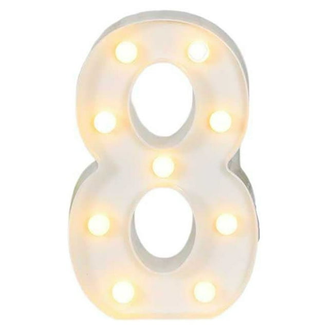 Naiovety Ceremonia de boda Aniversario Número en forma de luz Lámpara de números portátil con pilas Decoración de la fiesta del hotel de la oficina Kits de decoración para fiestas Numero 8 Naiovety HA074859-09