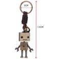 thumbnail image 2 of Robot Pendant Keychain, Vintage Bronze Leather Keychain Braided Leather Rope Key Ring Charm Ornament Key Decoration, 2 of 5