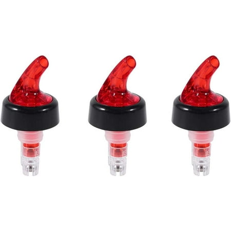 

Nvzi Measured Liquor Pourers 1 OZ Plastic Measured Liquor Pourer Tail Auto Measuring Shot Chamber Pourer Pour Spout Stopper for Alcohol Wine Cocktail Vinegar Bottle Drink Spirits (3 Red)