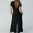 thumbnail image 4 of Valentines Day SEMPAI Women'S Solid Color Short-Sleeved Casual Wide-Leg Jumpsuit With Button Pockets Up to 65% off, 4 of 7