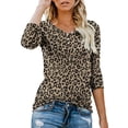 thumbnail image 1 of T-shirt Henley à Manches Courtes/longues pour Femmes, Décontracté, Basique, 1 of 2