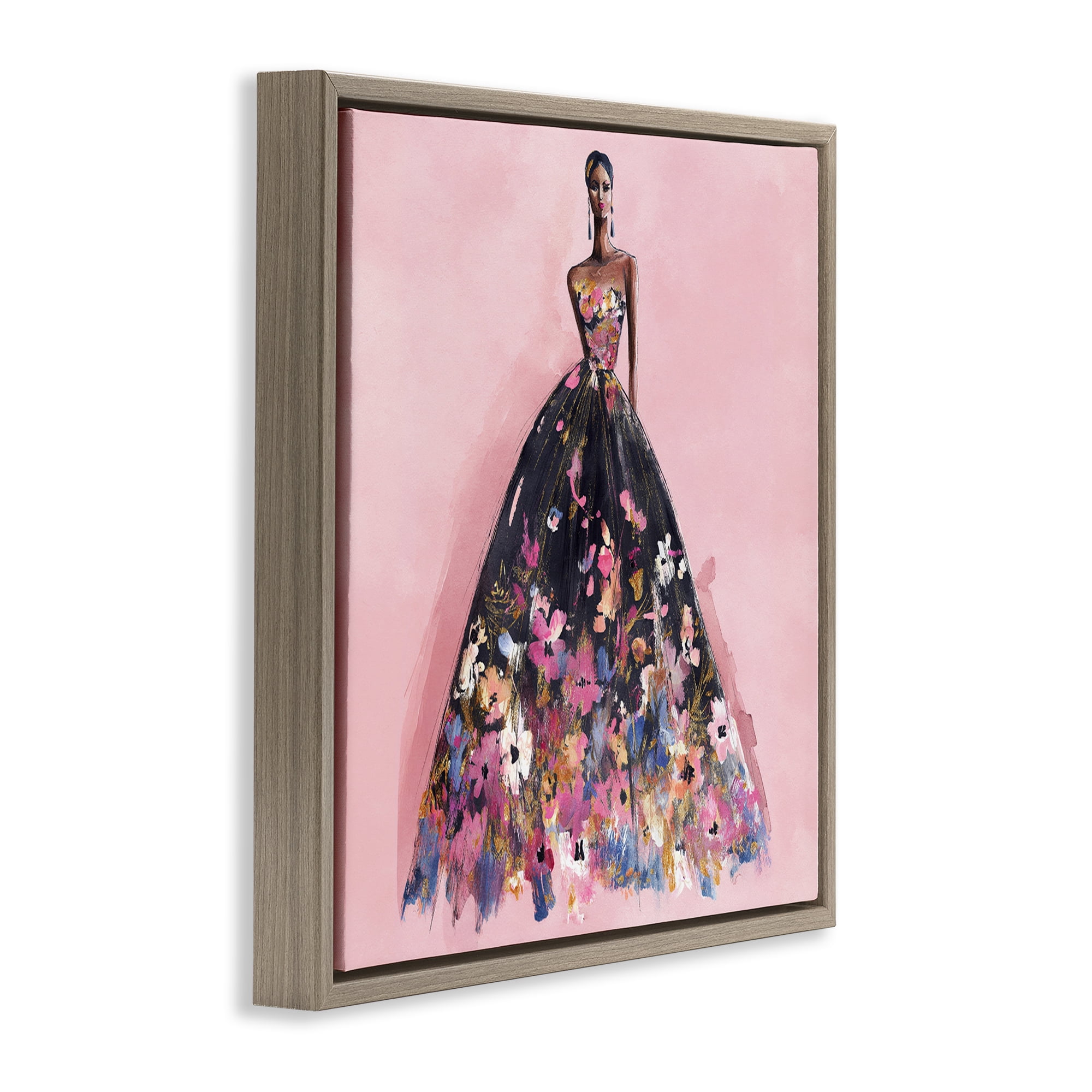 Stupell Industries Floral Reverie Gown Brown Framed Floater Canvas Wall Art, design by Svetlana Aleynikova